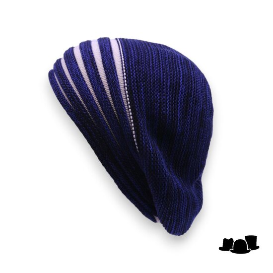 bedacht zomer baret basic katoen blue white