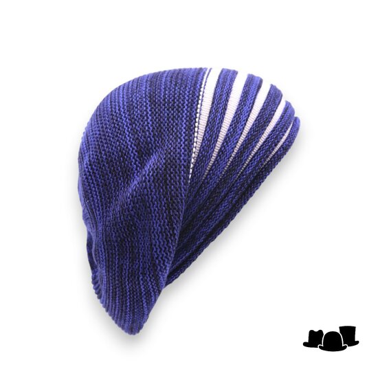bedacht zomer baret basic katoen blue white
