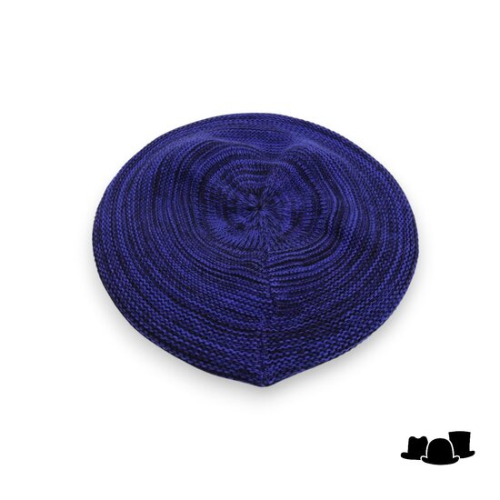 bedacht zomer baret basic katoen blue white