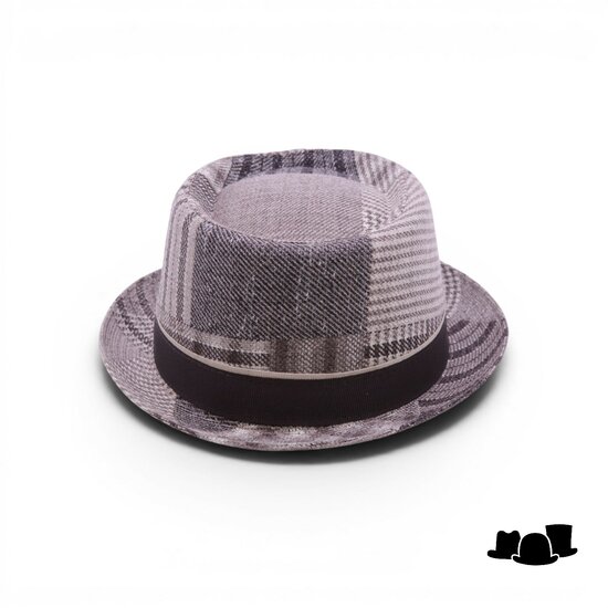 jos van dijck pork pie wol tartan bruin en beige