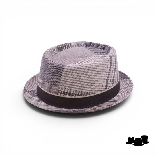 jos van dijck pork pie wol tartan bruin en beige
