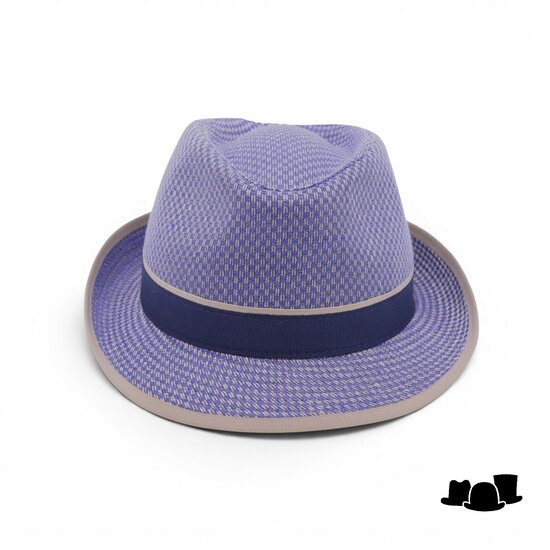 jos van dijck trilby linnenmix dessin blauw en beige