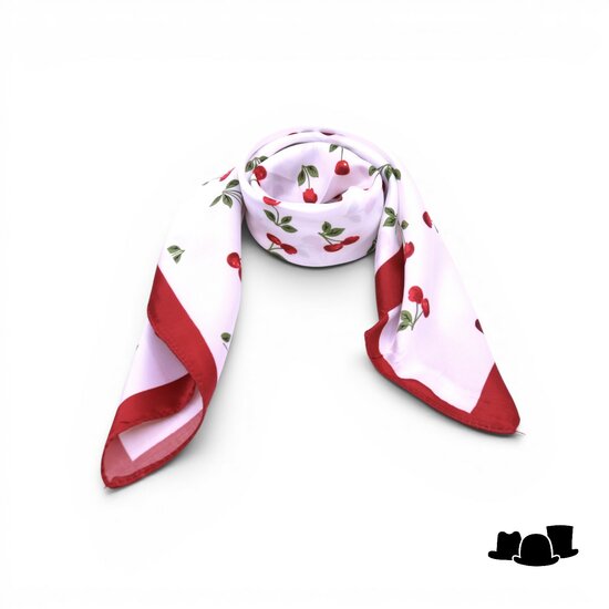 onkar neckerchief cherry satijn red white