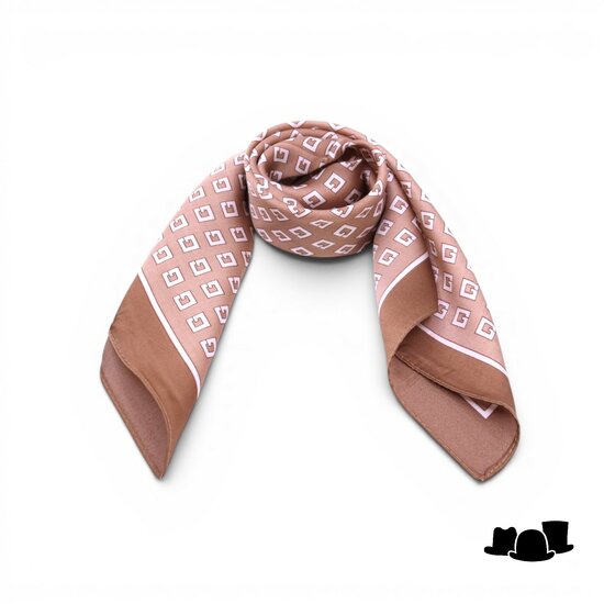 onkar neckerchief geometric satijn brown white