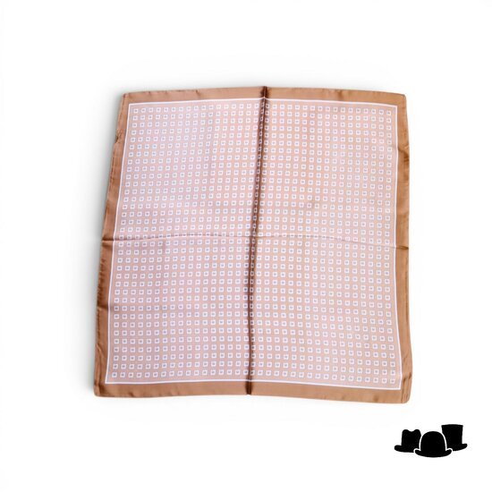onkar neckerchief geometric satijn brown white