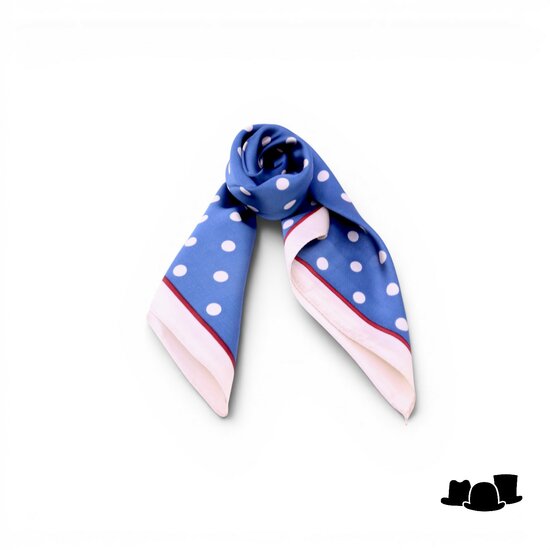 onkar neckerchief satijn small polkadots ivory cognac and blue