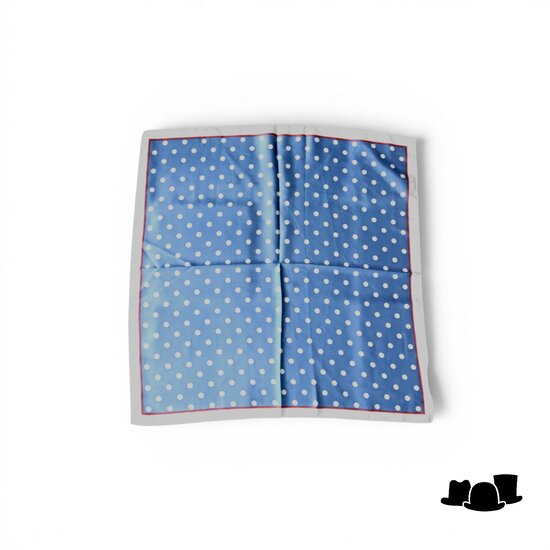 onkar neckerchief satijn small polkadots ivory cognac and blue