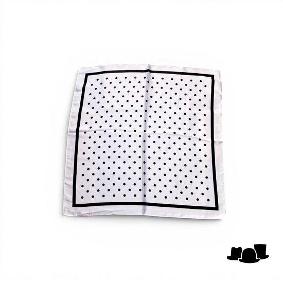 onkar neckerchief satijn small polkadots ivory and black