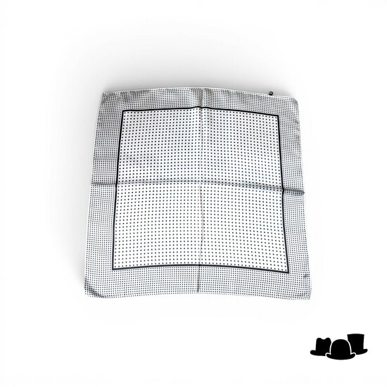 onkar neckerchief satijn small polkadots white and black