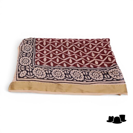 onkar zomer sjaal en pareo jaipur golden cream and bordeaux