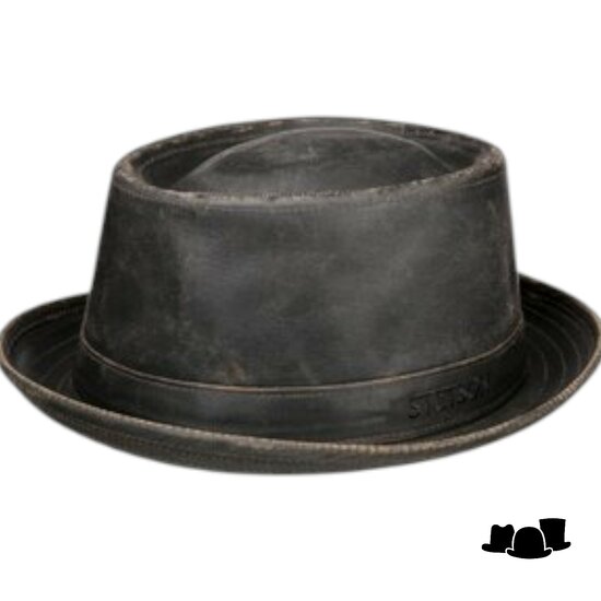 stetson pork pie odenton leatherlook stressed cotton brown