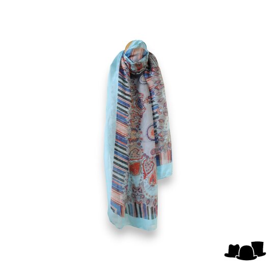 zomer sjaal zijdemix paisley blauw