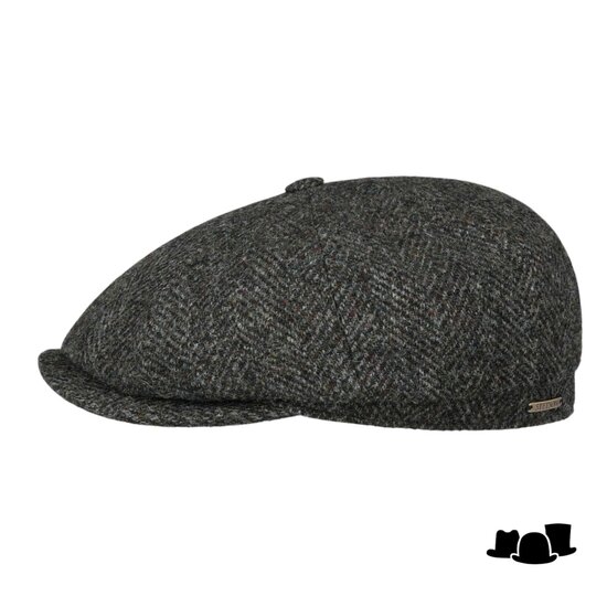 stetson newsboy cap hatteras harris tweed herringbone nutria