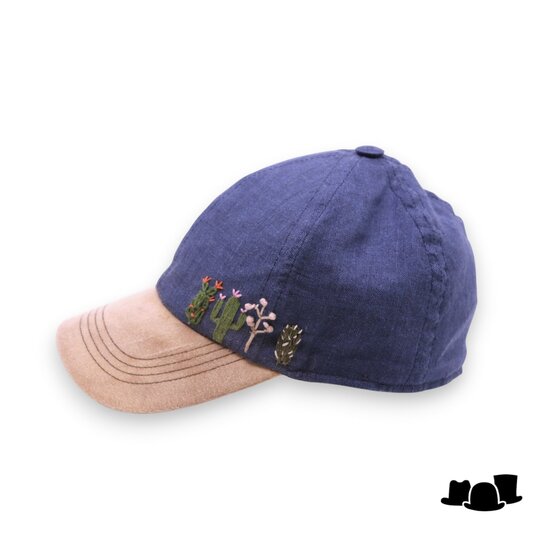 bespoke wigens baseball cap desert bloom distressed bill blue and beige