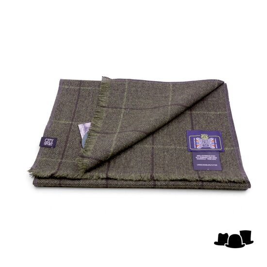 city sport sjaal british tweed ruit groen bruin