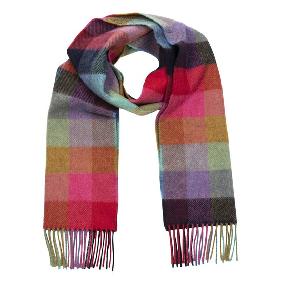 john hanly irish wool scarf short navy blue jade bronze block