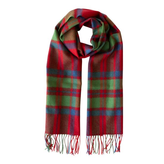 john hanly merino luxury wool scarf red green blue check herringbone
