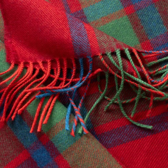 john hanly merino luxury wool scarf red green blue check herringbone