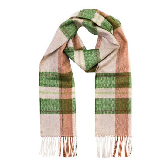 john hanly merino luxury wool scarf green rust check