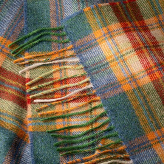 john hanly merino luxury wool scarf sea green rust