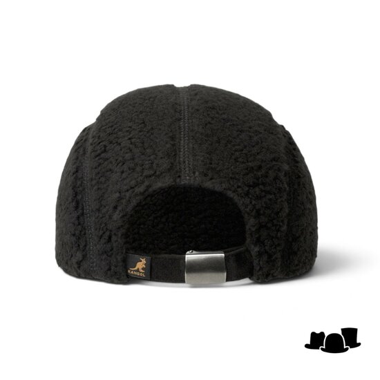 kangol cap script faux sherpa 5 panel black