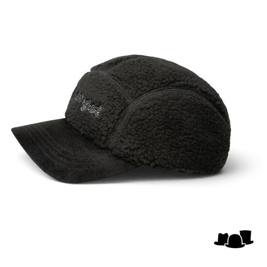 kangol cap script faux sherpa 5 panel black