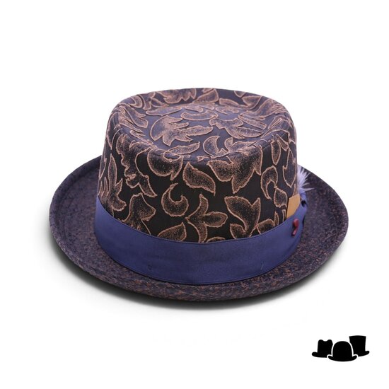 alfonso deste pork pie fallen leaves zwart camel en blauw