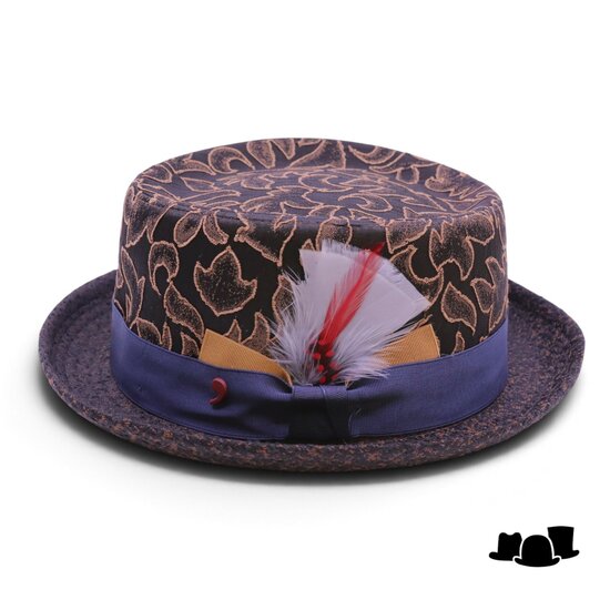 alfonso deste pork pie fallen leaves zwart camel en blauw