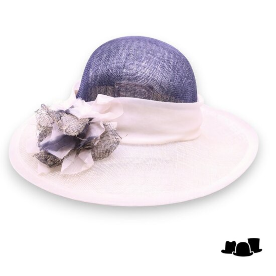 frasconi gelegenheidshoed giulia bloem sinamay navy grijs