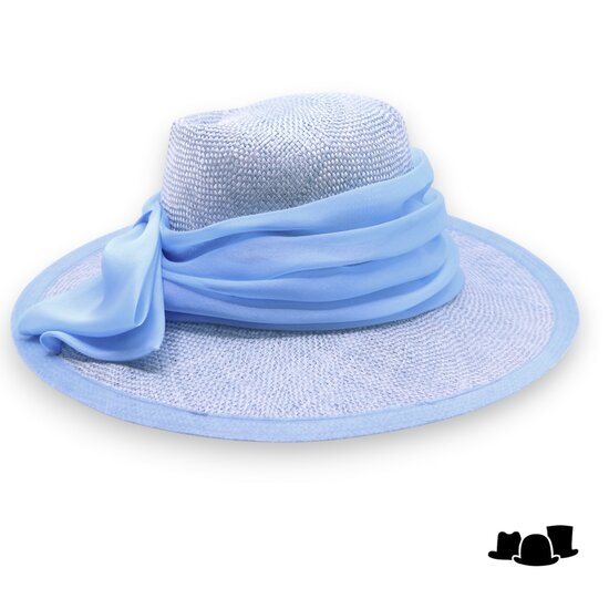 frasconi gelegenheidshoed doria sisal zijde azuur blauw