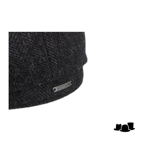 stetson newsboy cap hatteras woolrich herringbone dark grey