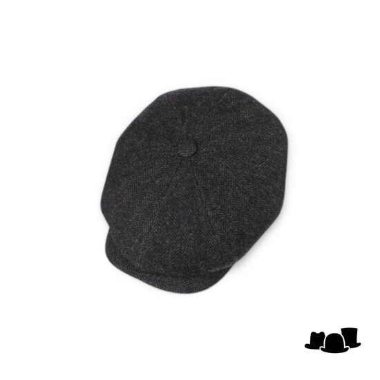 stetson newsboy cap hatteras woolrich herringbone dark grey