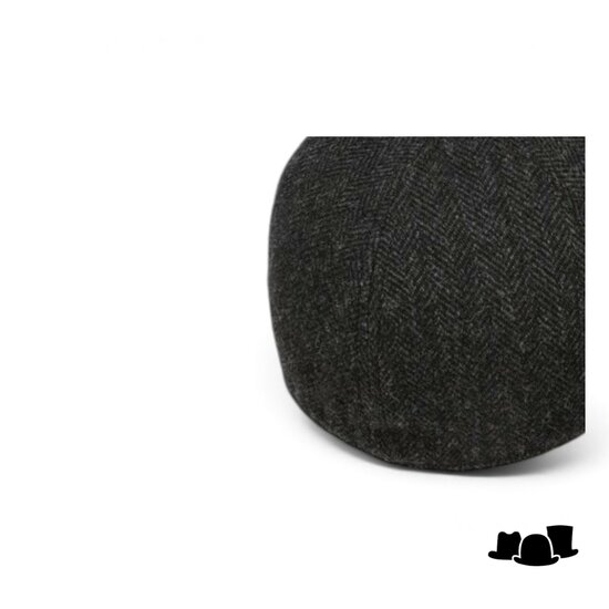stetson baseballcap wool herringbone antraciet