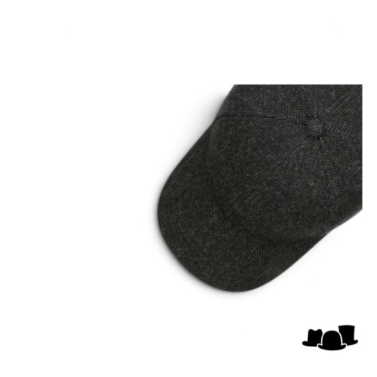 stetson baseballcap wool herringbone antraciet