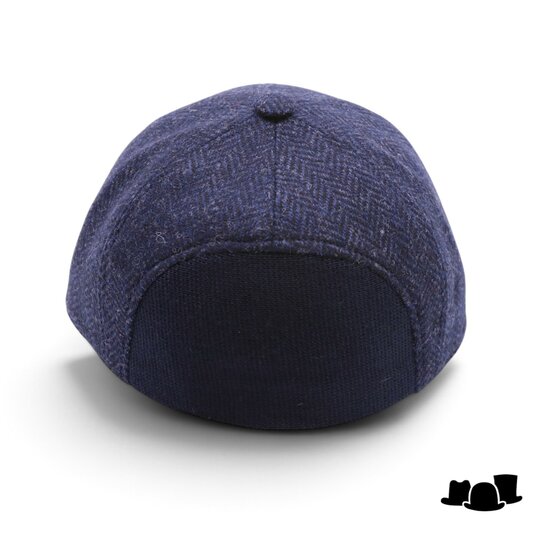 alfonso deste baseball cap wol en leder visgraat donkerblauw