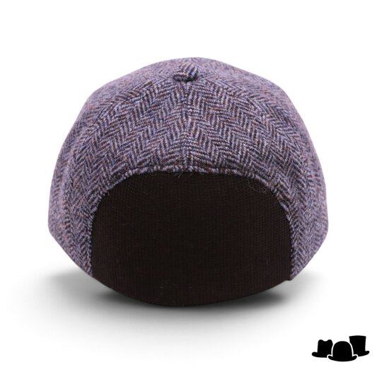 alfonso deste baseball cap wol en leder visgraat grijsblauw en bruin