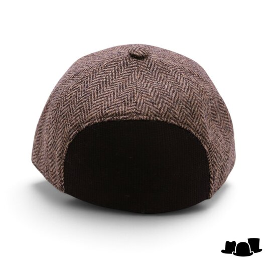 alfonso deste baseball cap wol en leer visgraat bruin beige
