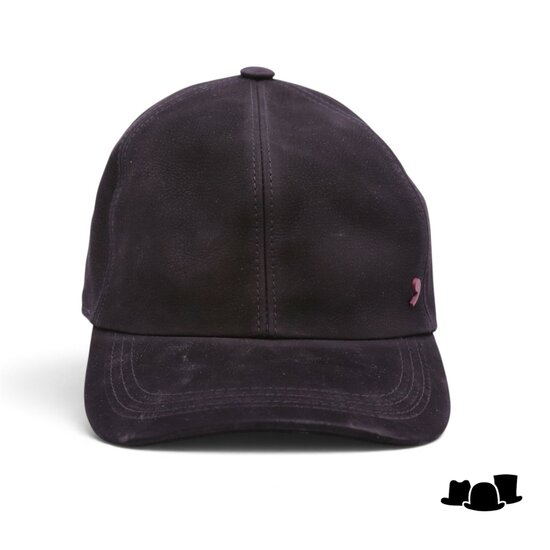 alfonso deste baseball fitted cap nubuck leder zwart