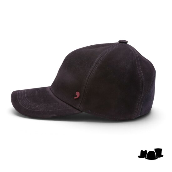 alfonso deste baseball fitted cap nubuck leder zwart