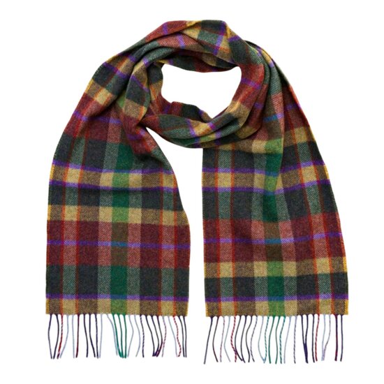 john hanly irish wool scarf long mustard green rust check