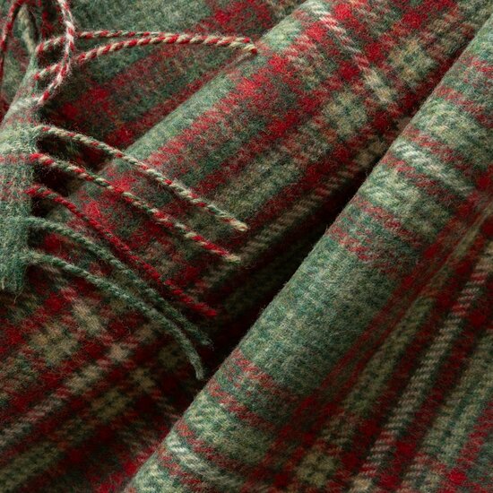 john hanly irish wool scarf long mixed greens red check