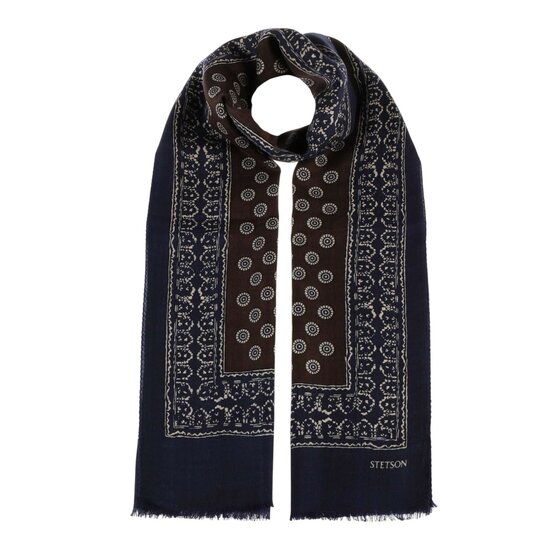 stetson scarf wool polka dots blue brown