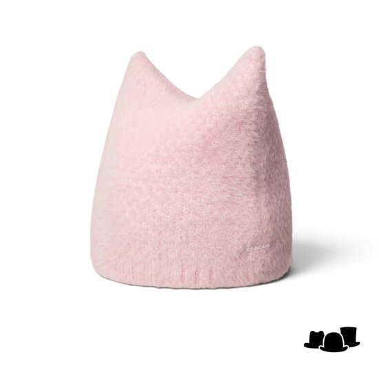kangol pointed beanie faux fur ballerina pink