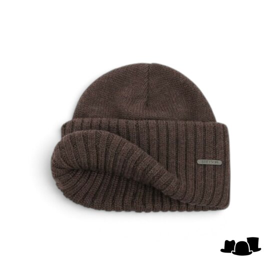 stetson beanie northport merino wool knit marron