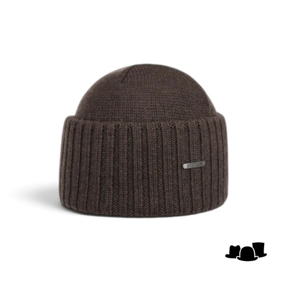 stetson beanie northport merino wool knit marron
