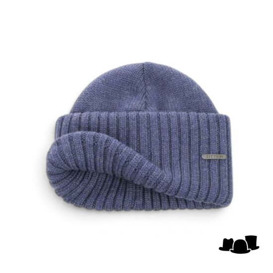 stetson beanie northport merino wool knit graphite blue