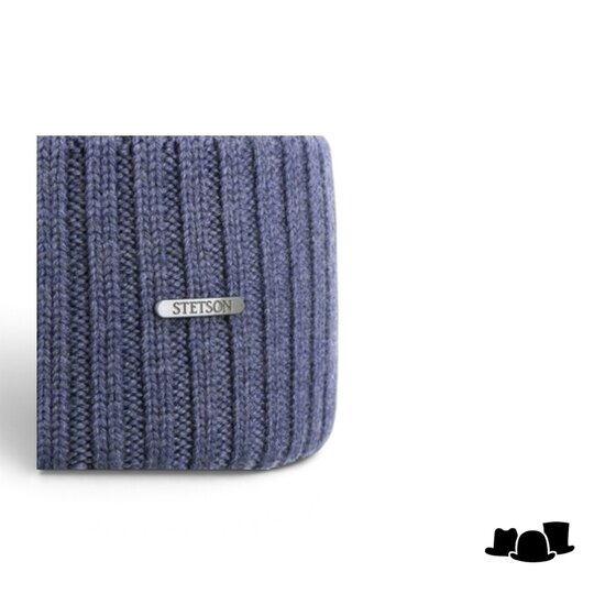stetson beanie northport merino wool knit graphite blue