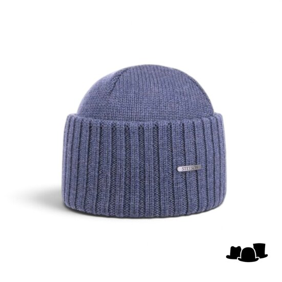 stetson beanie northport merino wool knit graphite blue