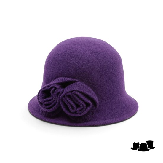 seeberger cloche wool knitted flower garnet