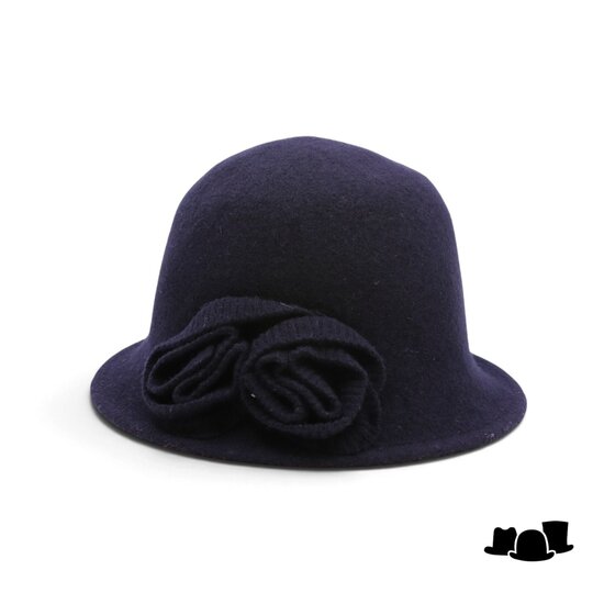 seeberger cloche wool knitted flower black